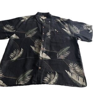 Paradise Coves Hawaiian Silk Linen Blend Floral Leaf Print Shirt Men 2XL